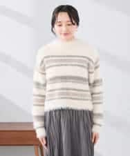 K3FBD29059 a.v.v Elmi(アー・ヴェ・ヴェ) 【低身長サイズ】フェザーボーダーニット アイボリー