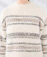 K3FBD29059 a.v.v Elmi(アー・ヴェ・ヴェ) 【低身長サイズ】フェザーボーダーニット アイボリー