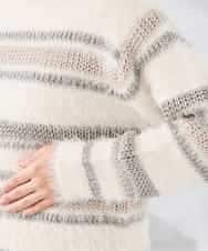 K3FBD29059 a.v.v Elmi(アー・ヴェ・ヴェ) 【低身長サイズ】フェザーボーダーニット アイボリー