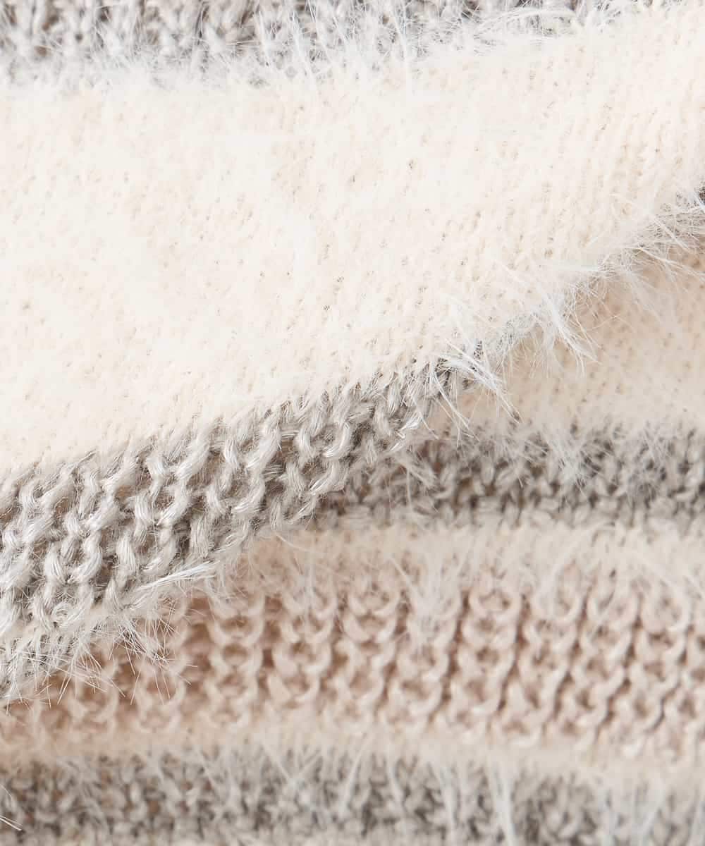 K3FBD29059 a.v.v Elmi(アー・ヴェ・ヴェ) 【低身長サイズ】フェザーボーダーニット アイボリー