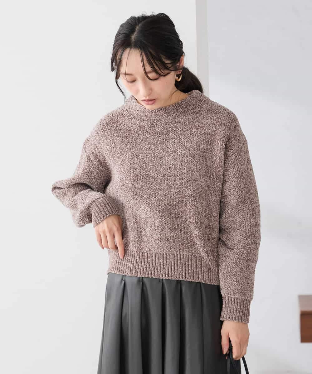 K3FBD33049 a.v.v Elmi(アー・ヴェ・ヴェ) 【低身長サイズ】モールヤーンニット モカベージュ