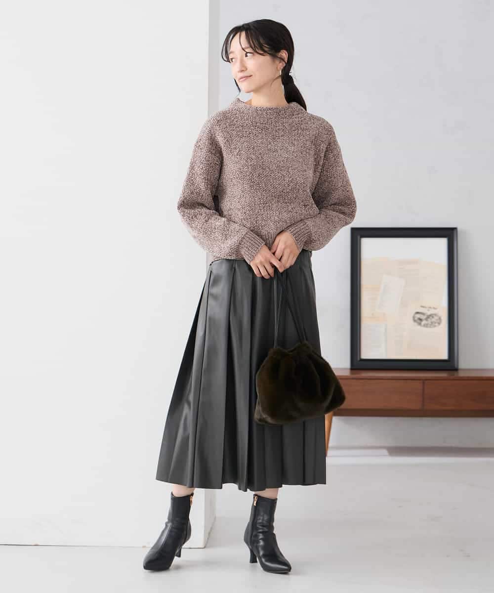 K3FBD33049 a.v.v Elmi(アー・ヴェ・ヴェ) 【低身長サイズ】モールヤーンニット モカベージュ