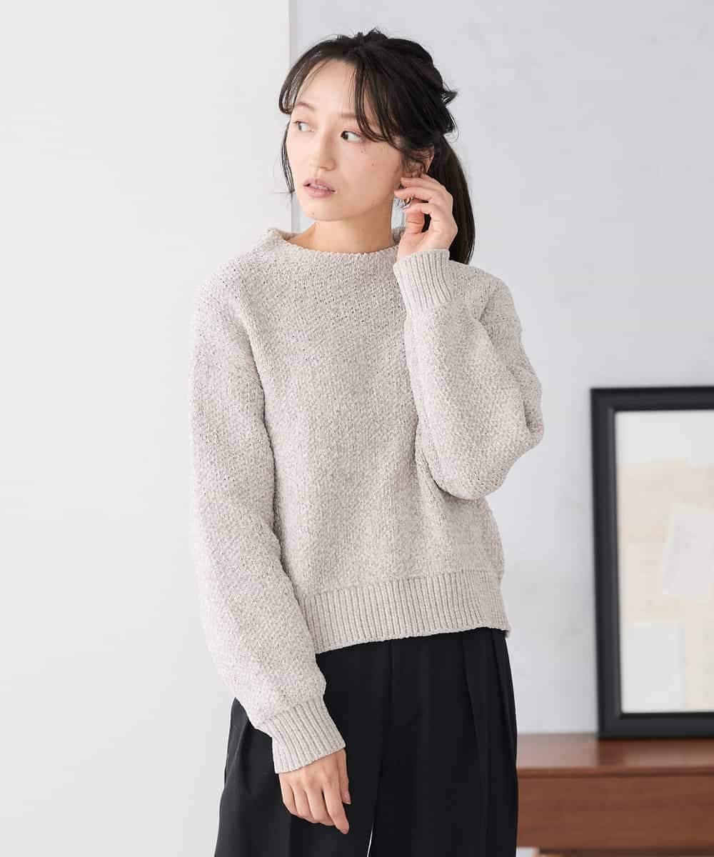 K3FBD33049 a.v.v Elmi(アー・ヴェ・ヴェ) 【低身長サイズ】モールヤーンニット モカベージュ