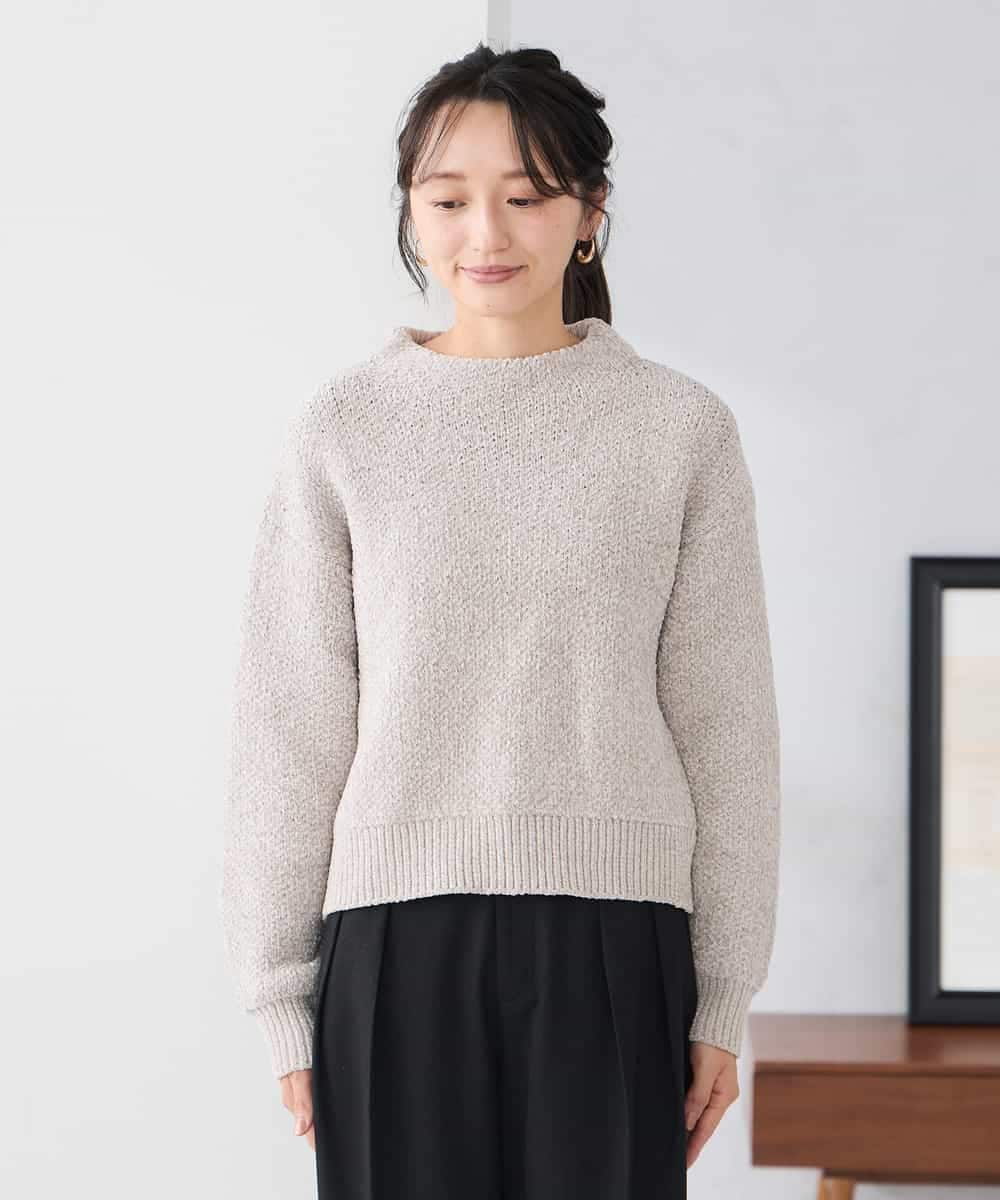 K3FBD33049 a.v.v Elmi(アー・ヴェ・ヴェ) 【低身長サイズ】モールヤーンニット モカベージュ