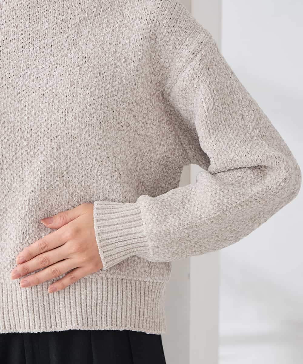 K3FBD33049 a.v.v Elmi(アー・ヴェ・ヴェ) 【低身長サイズ】モールヤーンニット モカベージュ