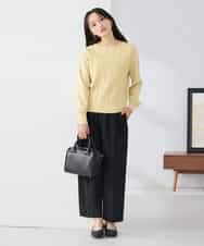 K3FBD34049 a.v.v Elmi(アー・ヴェ・ヴェ) 【低身長サイズ】アーガイル編地パフスリーブニット ライトイエロー