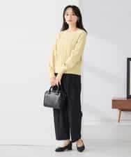 K3FBD34049 a.v.v Elmi(アー・ヴェ・ヴェ) 【低身長サイズ】アーガイル編地パフスリーブニット ライトイエロー