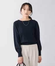 K3FBD34049 a.v.v Elmi(アー・ヴェ・ヴェ) 【低身長サイズ】アーガイル編地パフスリーブニット ライトイエロー