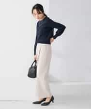 K3FBD34049 a.v.v Elmi(アー・ヴェ・ヴェ) 【低身長サイズ】アーガイル編地パフスリーブニット ライトイエロー