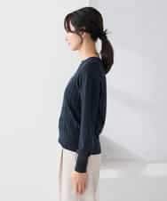 K3FBD34049 a.v.v Elmi(アー・ヴェ・ヴェ) 【低身長サイズ】アーガイル編地パフスリーブニット ライトイエロー