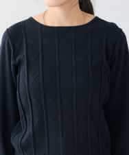 K3FBD34049 a.v.v Elmi(アー・ヴェ・ヴェ) 【低身長サイズ】アーガイル編地パフスリーブニット ライトイエロー