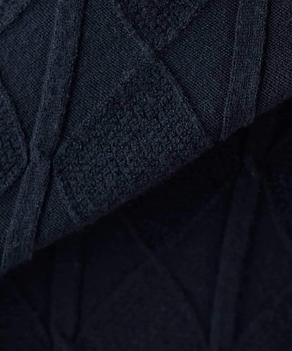 K3FBD34049 a.v.v Elmi(アー・ヴェ・ヴェ) 【低身長サイズ】アーガイル編地パフスリーブニット ライトイエロー