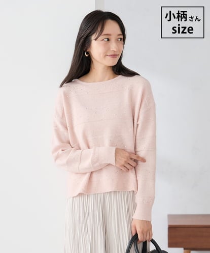 K3FBD35049  【低身長サイズ】スパンコールボーダーニット