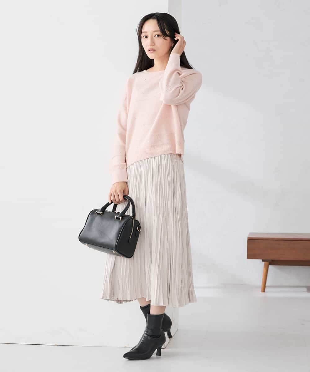 K3FBD35049 a.v.v Elmi(アー・ヴェ・ヴェ) 【低身長サイズ】スパンコールボーダーニット ピンク