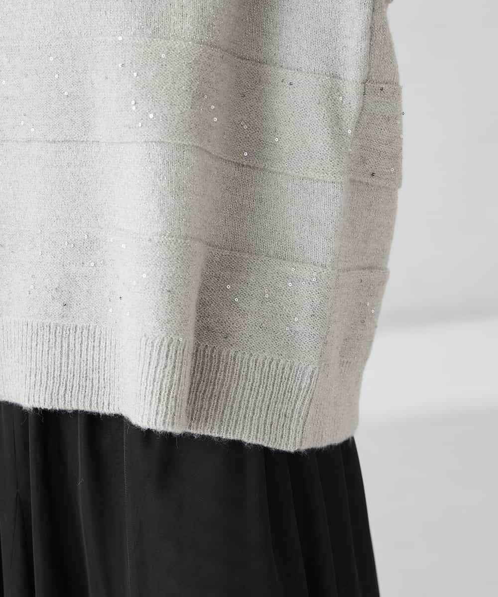 K3FBD35049 a.v.v Elmi(アー・ヴェ・ヴェ) 【低身長サイズ】スパンコールボーダーニット ピンク