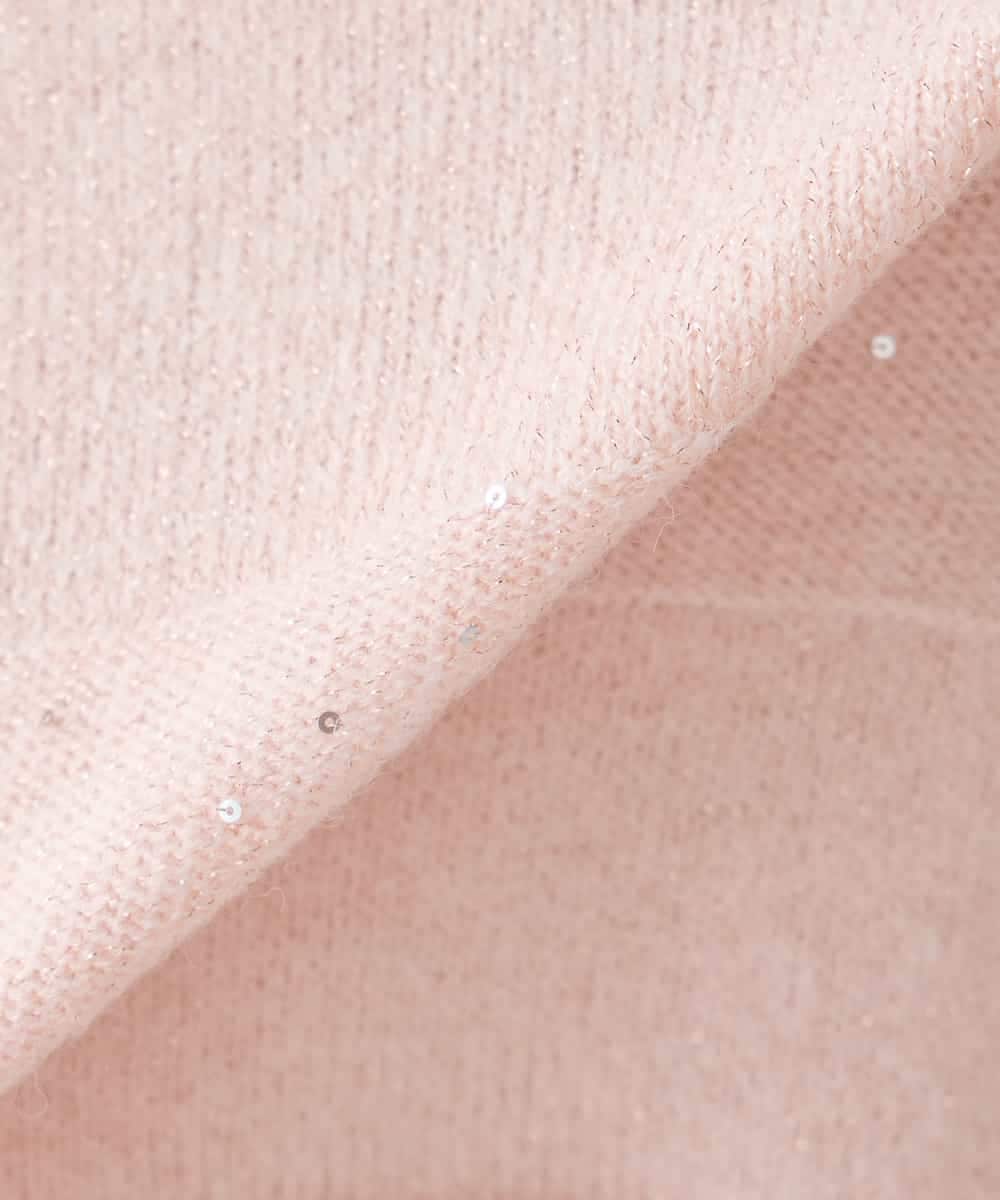 K3FBD35049 a.v.v Elmi(アー・ヴェ・ヴェ) 【低身長サイズ】スパンコールボーダーニット ピンク