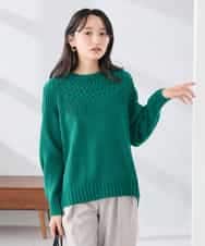 K3FBD36049 a.v.v Elmi(アー・ヴェ・ヴェ) 【低身長サイズ】ケーブル求心風ニット グリーン