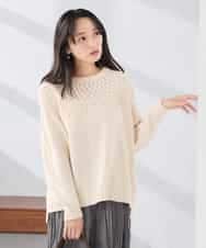 K3FBD36049 a.v.v Elmi(アー・ヴェ・ヴェ) 【低身長サイズ】ケーブル求心風ニット グリーン