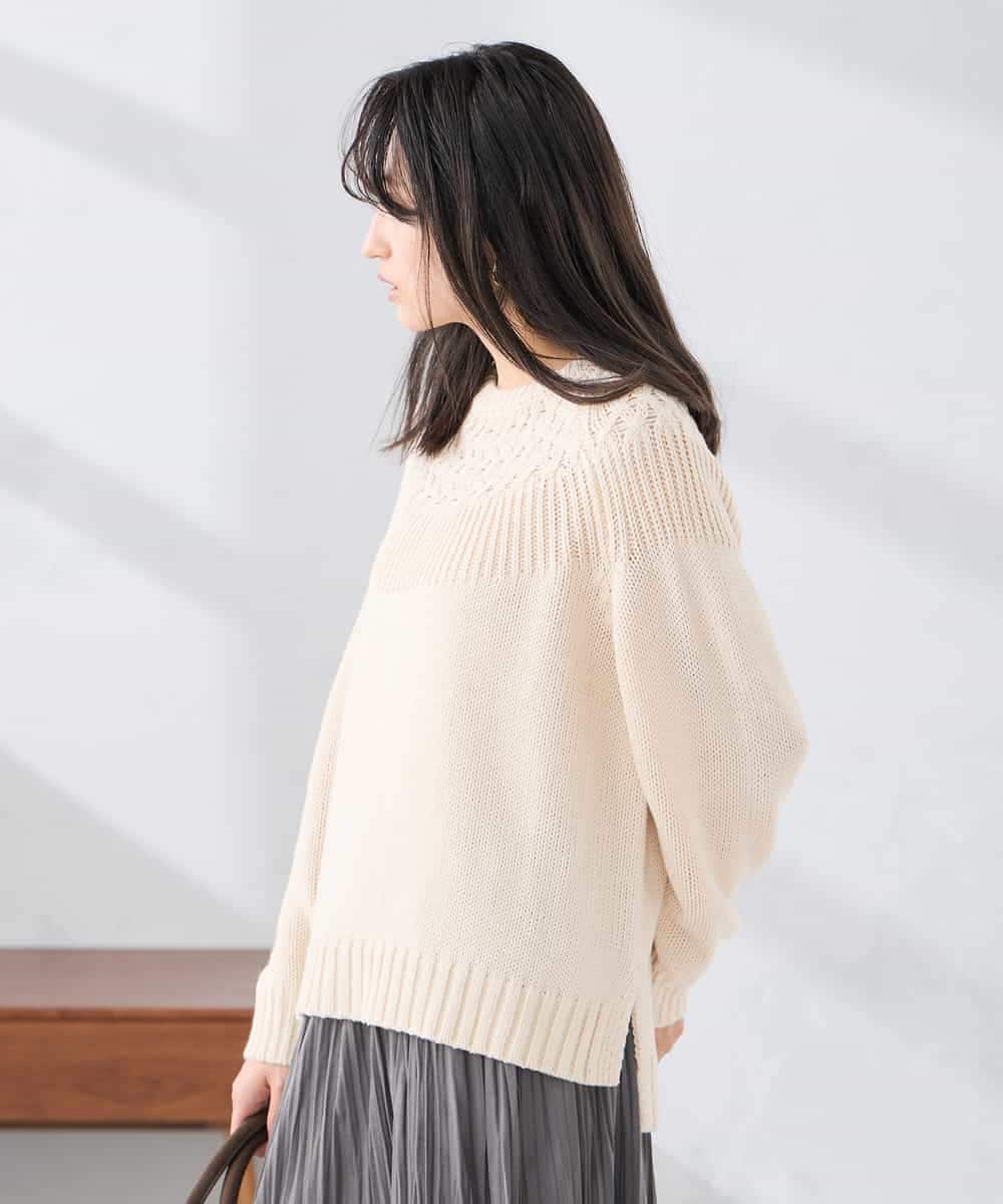 K3FBD36049 a.v.v Elmi(アー・ヴェ・ヴェ) 【低身長サイズ】ケーブル求心風ニット グリーン