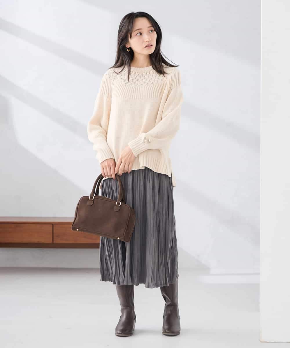 K3FBD36049 a.v.v Elmi(アー・ヴェ・ヴェ) 【低身長サイズ】ケーブル求心風ニット グリーン