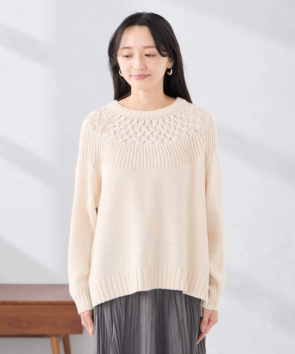 K3FBD36049 a.v.v Elmi(アー・ヴェ・ヴェ) 【低身長サイズ】ケーブル求心風ニット グリーン