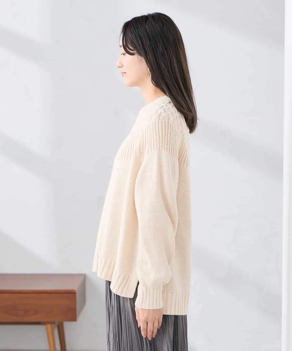 K3FBD36049 a.v.v Elmi(アー・ヴェ・ヴェ) 【低身長サイズ】ケーブル求心風ニット グリーン