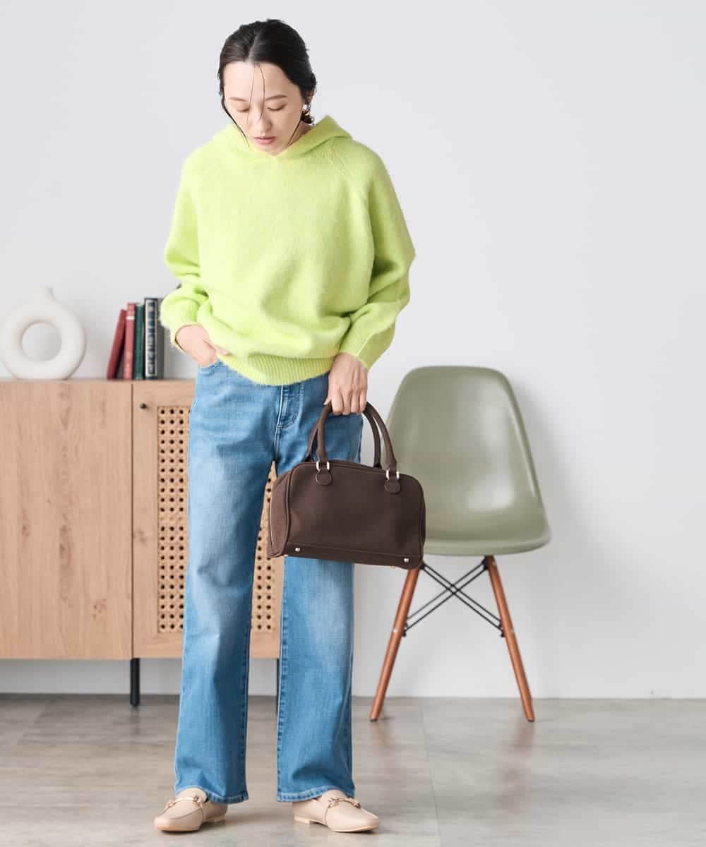 K3FBD39054 a.v.v Elmi(アー・ヴェ・ヴェ) 【低身長サイズ】ヘアリーニットフーディー ライトグリーン