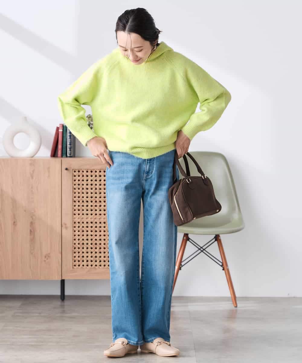 K3FBD39054 a.v.v Elmi(アー・ヴェ・ヴェ) 【低身長サイズ】ヘアリーニットフーディー ライトグリーン