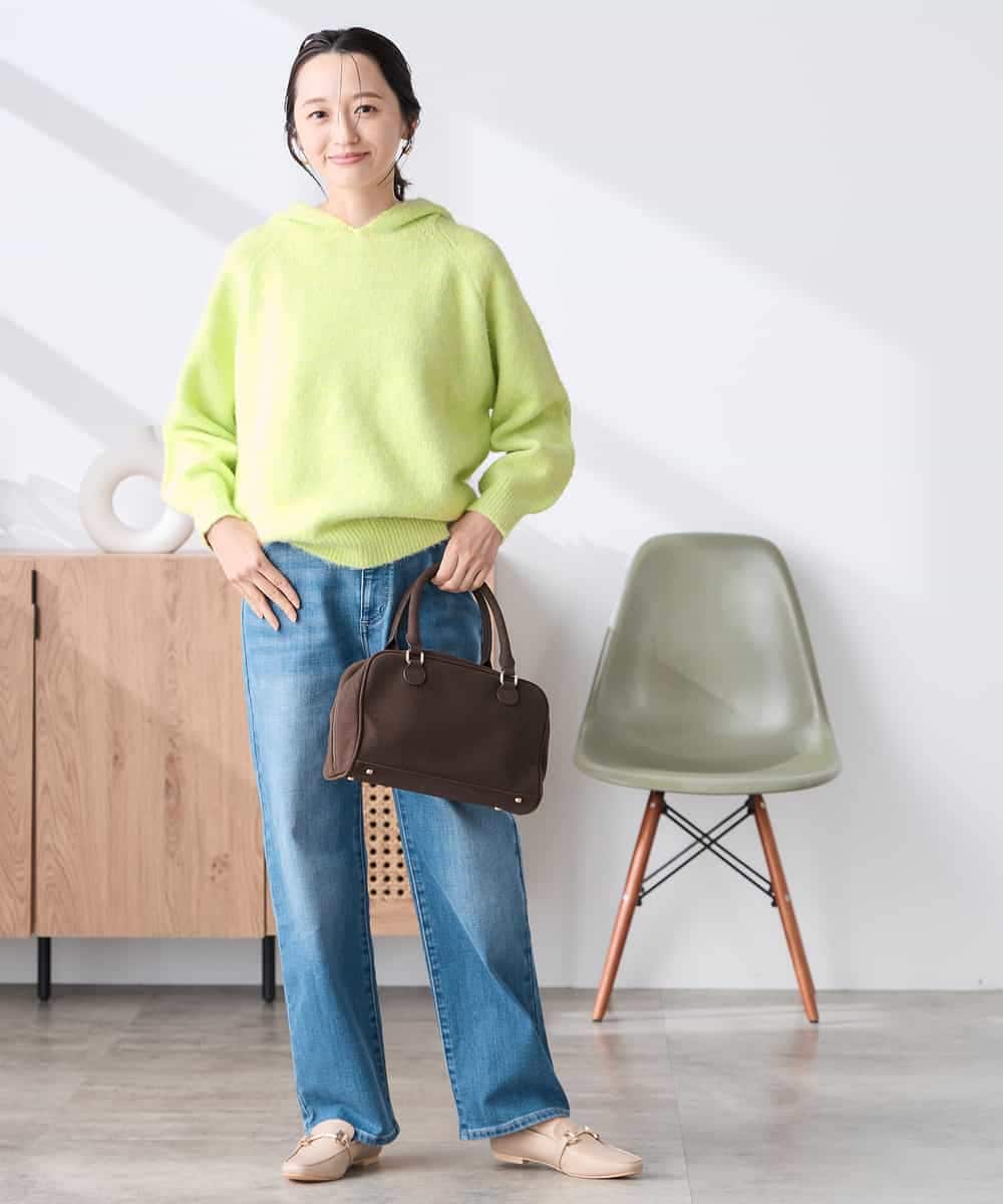 K3FBD39054 a.v.v Elmi(アー・ヴェ・ヴェ) 【低身長サイズ】ヘアリーニットフーディー ライトグリーン