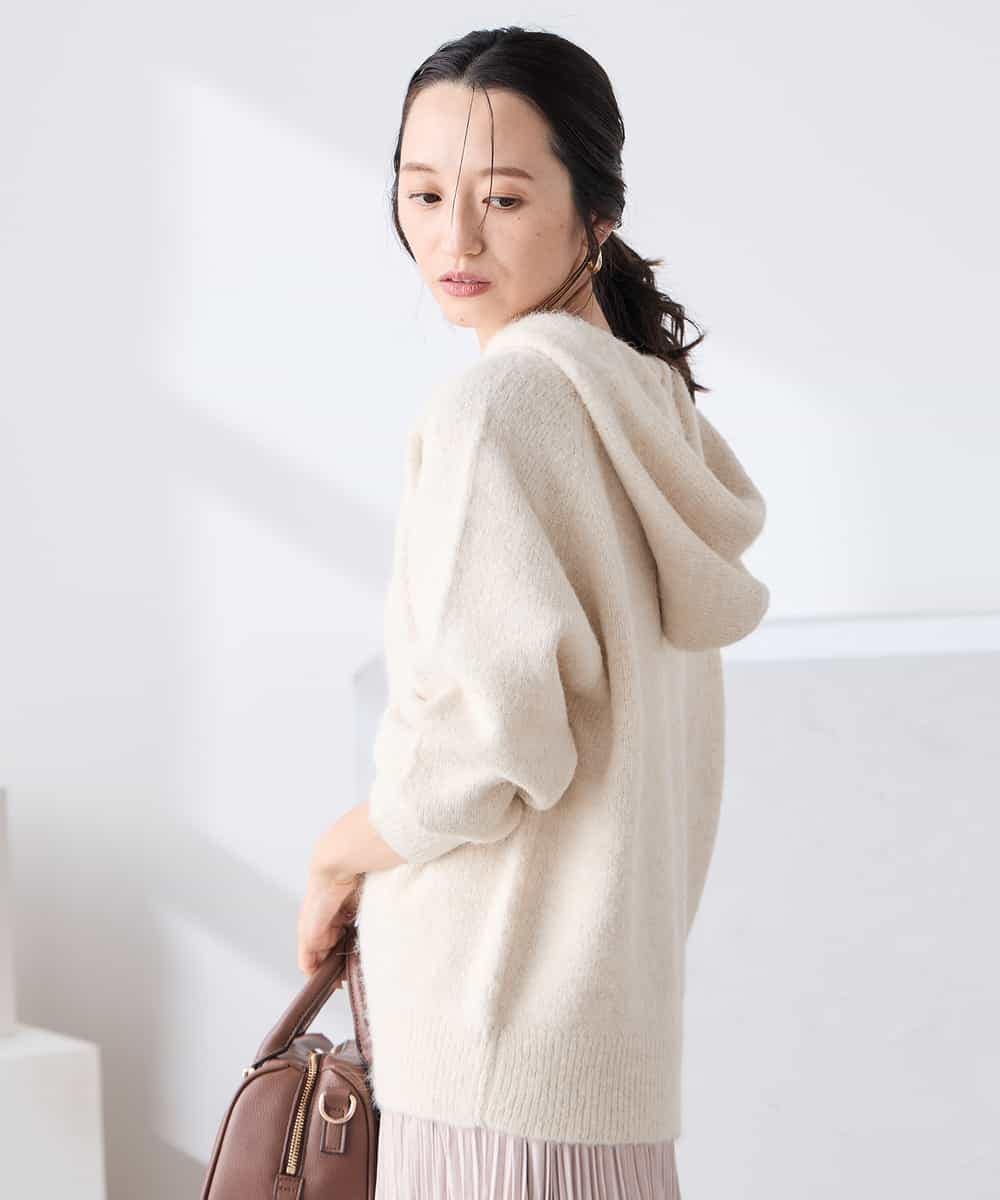 K3FBD39054 a.v.v Elmi(アー・ヴェ・ヴェ) 【低身長サイズ】ヘアリーニットフーディー ライトグリーン