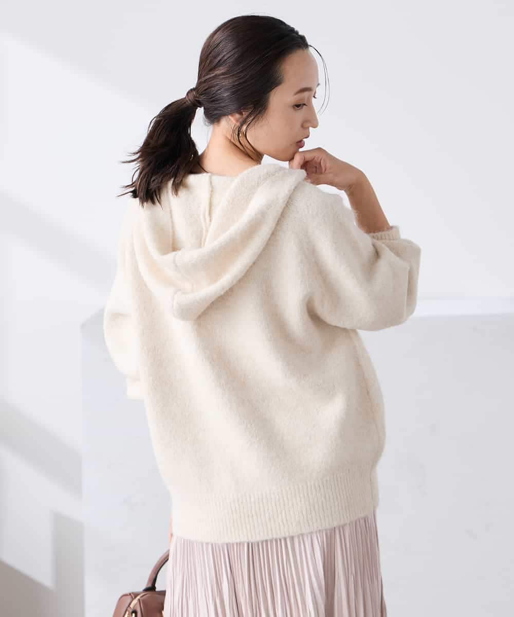 K3FBD39054 a.v.v Elmi(アー・ヴェ・ヴェ) 【低身長サイズ】ヘアリーニットフーディー ライトグリーン