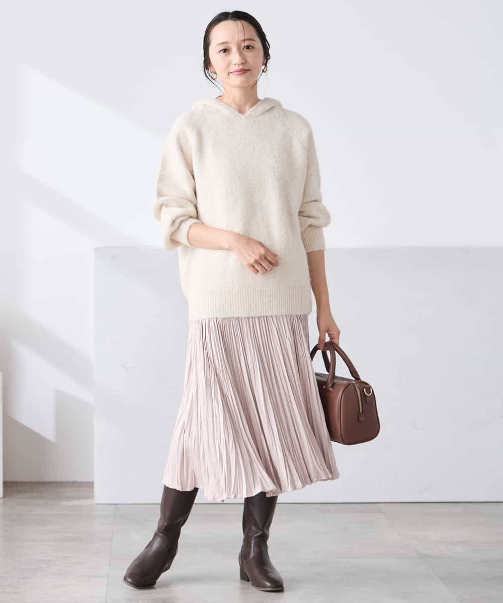 K3FBD39054 a.v.v Elmi(アー・ヴェ・ヴェ) 【低身長サイズ】ヘアリーニットフーディー ライトグリーン