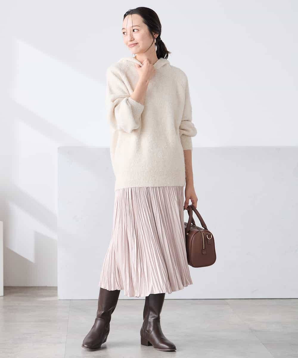 K3FBD39054 a.v.v Elmi(アー・ヴェ・ヴェ) 【低身長サイズ】ヘアリーニットフーディー ライトグリーン