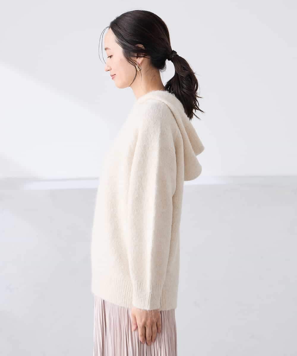 K3FBD39054 a.v.v Elmi(アー・ヴェ・ヴェ) 【低身長サイズ】ヘアリーニットフーディー ライトグリーン