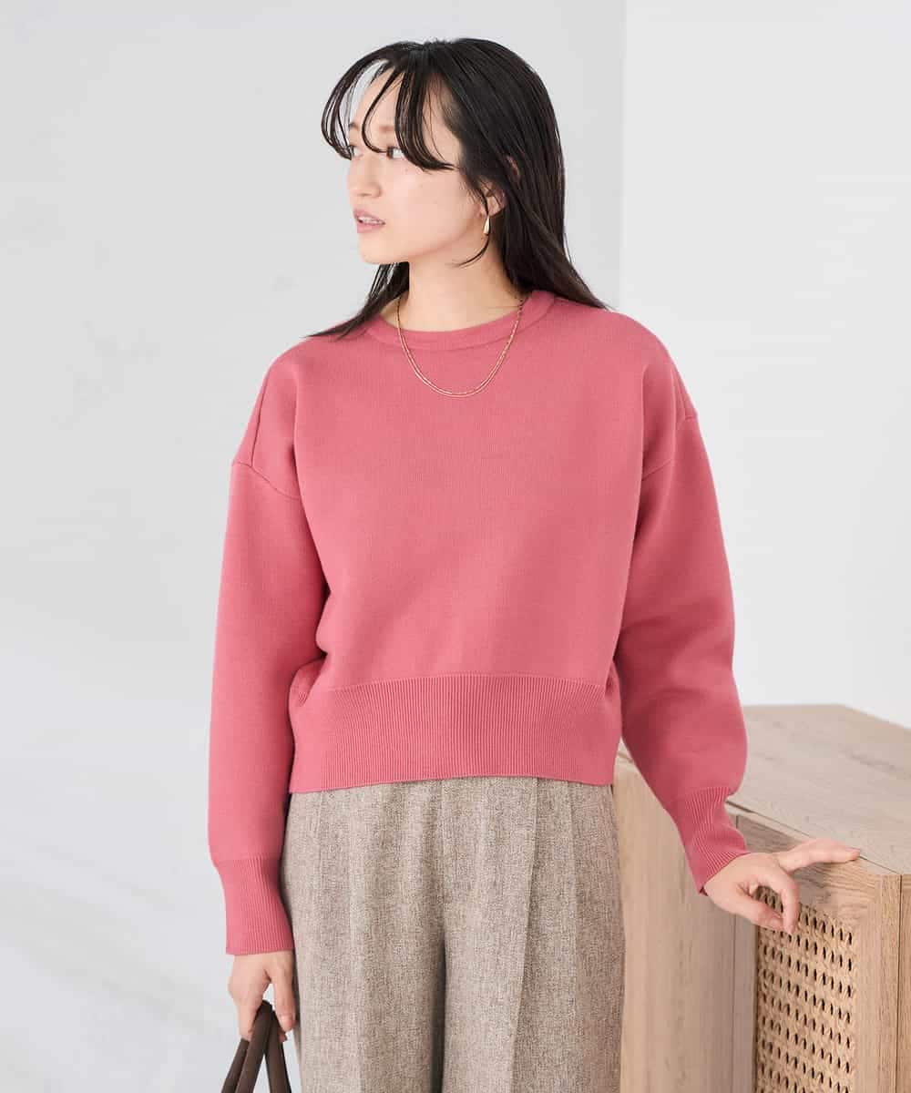 K3FBD42044 a.v.v Elmi(アー・ヴェ・ヴェ) 【低身長サイズ】クロップドスウェットライクニット ピンク
