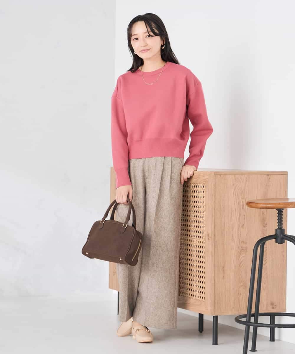 K3FBD42044 a.v.v Elmi(アー・ヴェ・ヴェ) 【低身長サイズ】クロップドスウェットライクニット ピンク