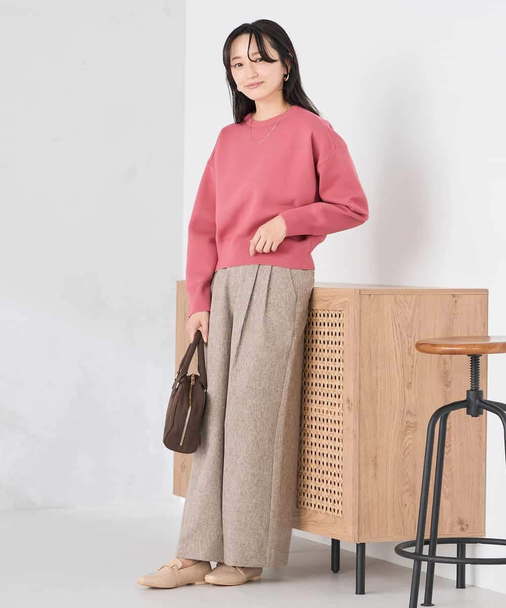 K3FBD42044 a.v.v Elmi(アー・ヴェ・ヴェ) 【低身長サイズ】クロップドスウェットライクニット ピンク