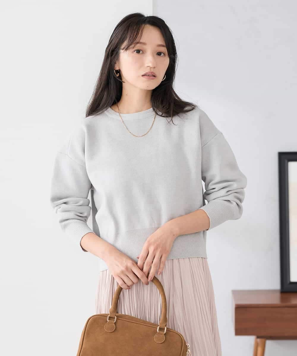 K3FBD42044 a.v.v Elmi(アー・ヴェ・ヴェ) 【低身長サイズ】クロップドスウェットライクニット ピンク