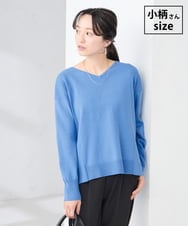 K3FBD66044 a.v.v Elmi(アー・ヴェ・ヴェ) 【低身長サイズ】サイドリブVネックニット ブルー