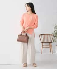 K3FBD66044 a.v.v Elmi(アー・ヴェ・ヴェ) 【低身長サイズ】サイドリブVネックニット オレンジ