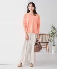 K3FBD66044 a.v.v Elmi(アー・ヴェ・ヴェ) 【低身長サイズ】サイドリブVネックニット オレンジ