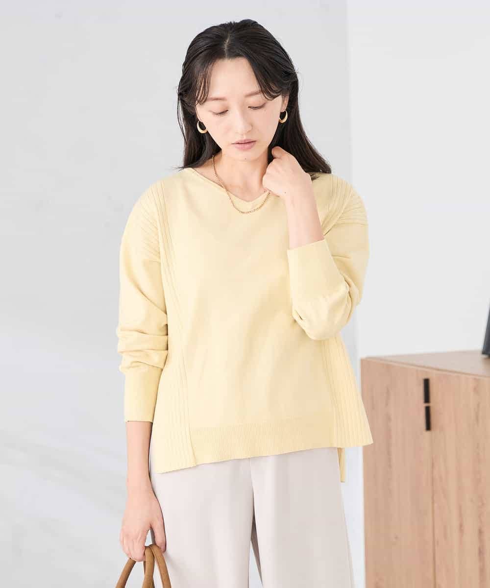 K3FBD66044 a.v.v Elmi(アー・ヴェ・ヴェ) 【低身長サイズ】サイドリブVネックニット オレンジ