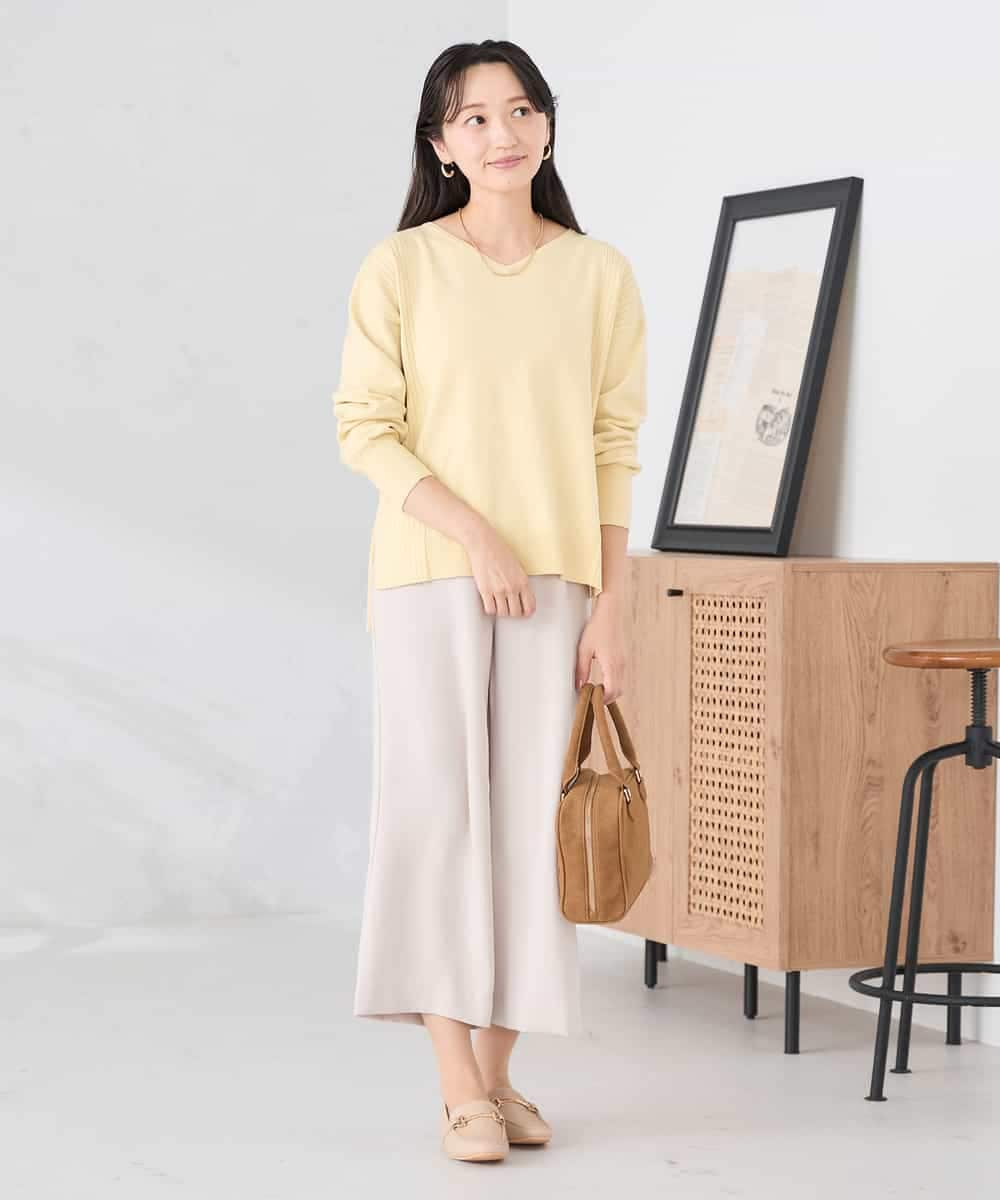 K3FBD66044 a.v.v Elmi(アー・ヴェ・ヴェ) 【低身長サイズ】サイドリブVネックニット オレンジ