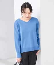 K3FBD66044 a.v.v Elmi(アー・ヴェ・ヴェ) 【低身長サイズ】サイドリブVネックニット オレンジ