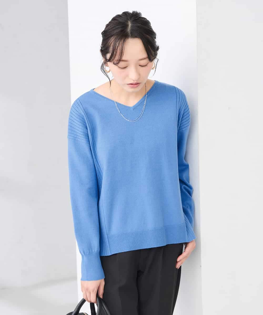 K3FBD66044 a.v.v Elmi(アー・ヴェ・ヴェ) 【低身長サイズ】サイドリブVネックニット オレンジ