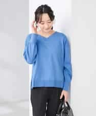 K3FBD66044 a.v.v Elmi(アー・ヴェ・ヴェ) 【低身長サイズ】サイドリブVネックニット オレンジ