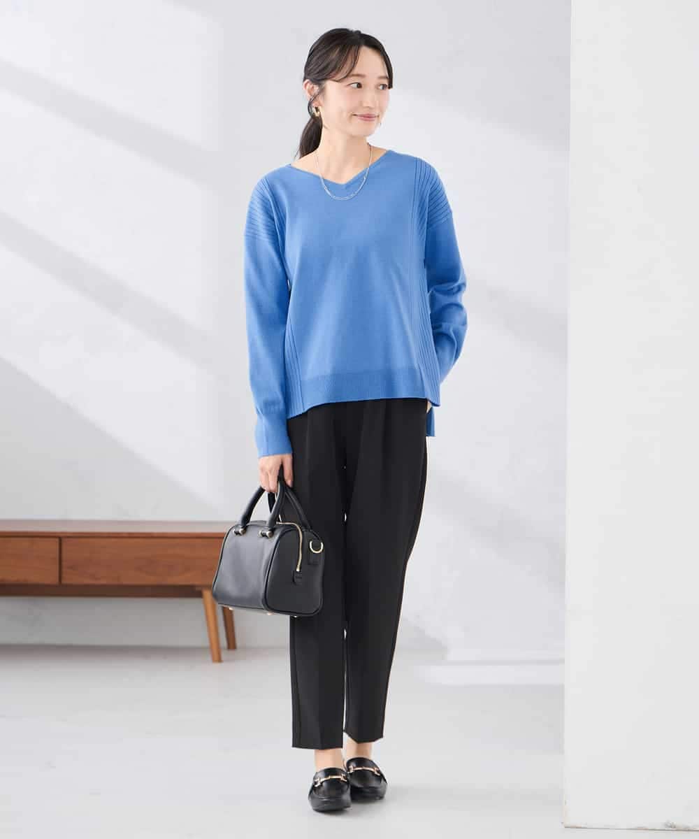 K3FBD66044 a.v.v Elmi(アー・ヴェ・ヴェ) 【低身長サイズ】サイドリブVネックニット オレンジ