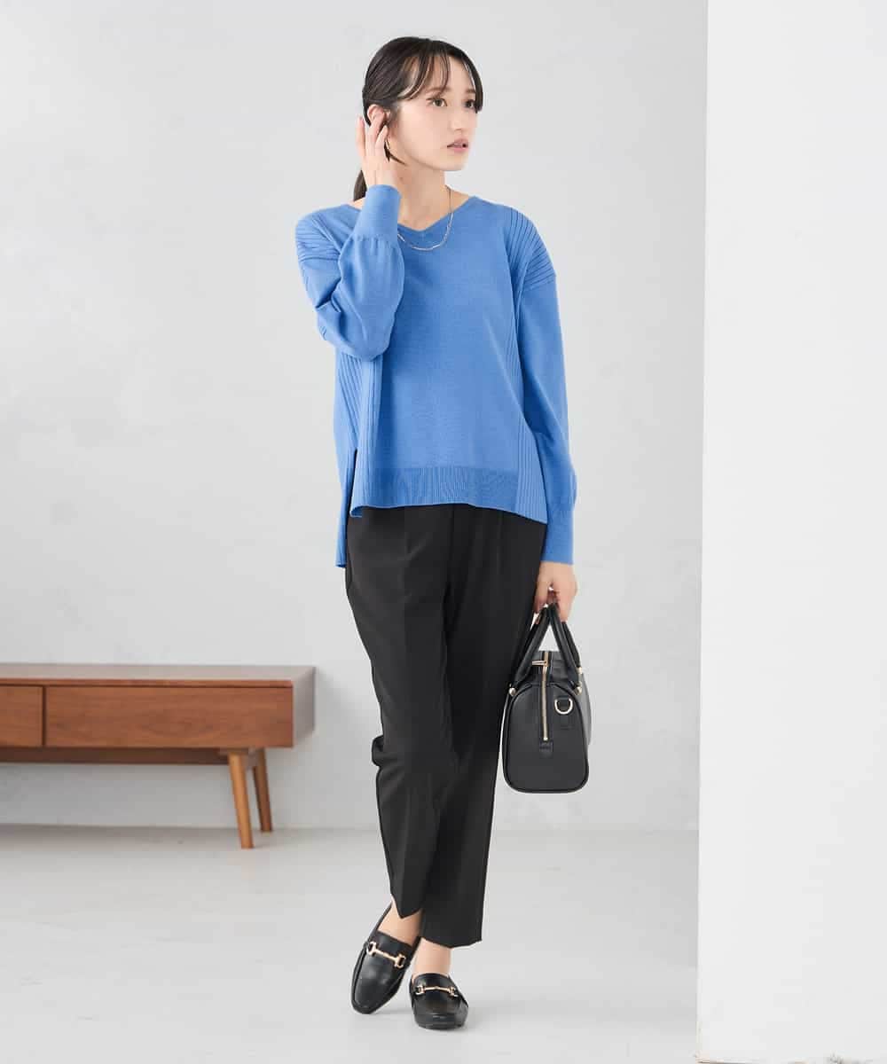 K3FBD66044 a.v.v Elmi(アー・ヴェ・ヴェ) 【低身長サイズ】サイドリブVネックニット オレンジ