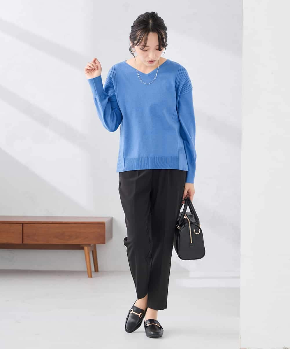 K3FBD66044 a.v.v Elmi(アー・ヴェ・ヴェ) 【低身長サイズ】サイドリブVネックニット オレンジ