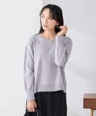 K3FBD66044 a.v.v Elmi(アー・ヴェ・ヴェ) 【低身長サイズ】サイドリブVネックニット オレンジ